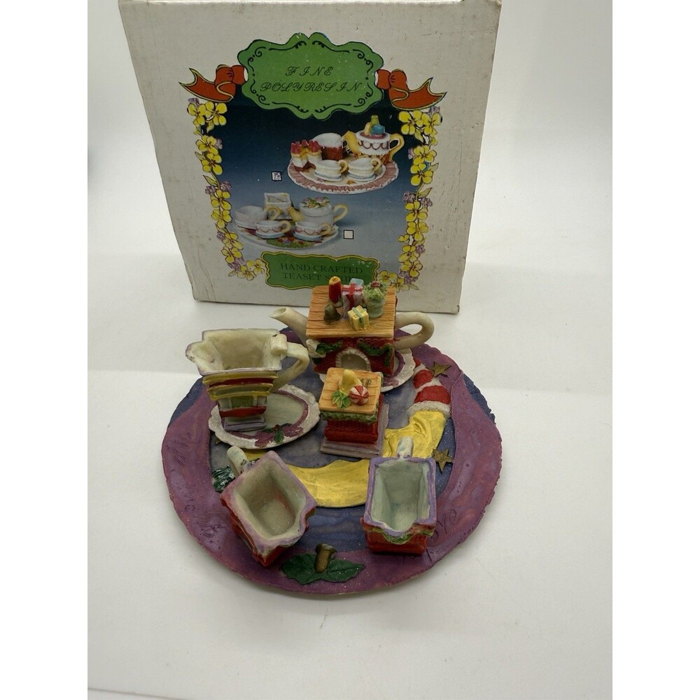 Wong's‎ Fine Polyresin Miniature Tea Set A Night Before Christmas New In A Box